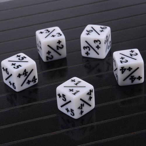 5Pcs Dice Counters Negative +1/+1 White Dices For MTG Magic The Gathering Games Family Friends Party Poker Outdoor Tools