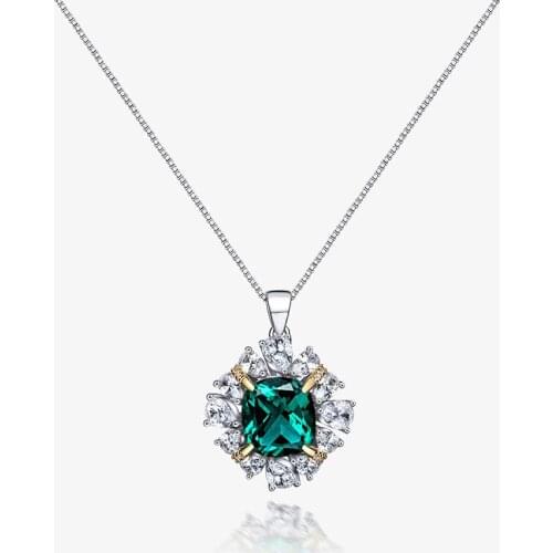 Sterling Silver 925 Chain Retro Luxury Brand 10*11mm Fat Square Green Pendant Necklace For Women Wedding Party Fine Jewelry Gift