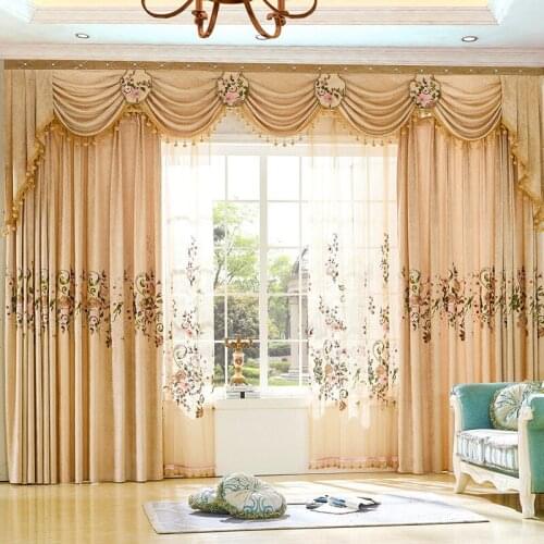 Europe delicate light luxury villa embroidered cloth curtain curtain sitting room curtain bedroom curtains
