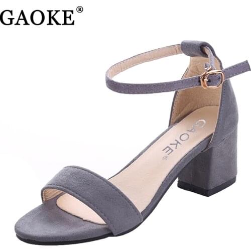 2021 Sexy Women Pumps Suede Open Toe Ankle Strap Heels Sandals Women Sandals Square With Women Shoes Women High heels