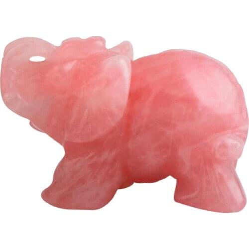 TUMBEELLUWA Rose Quartz Crystal Elephant Animal Healing Chakra Specimen Figurine 2