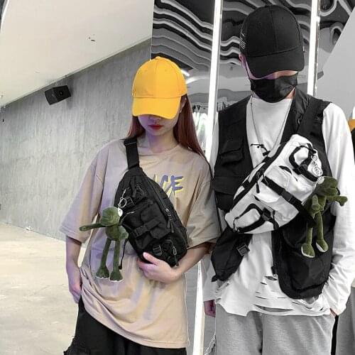 Japanese-style Harajuku Versatile Workwear Breast Package Female INS Wind Wallet Fashion Man Students Shoulder Bag Vintage Dark