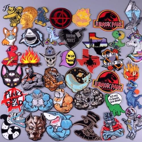 Dinosaur Embroidered Patches For Clothing Patches Iron On Patch On Clothes Stickers Stripes Punk/Rock Patch Badge Sewing Badge