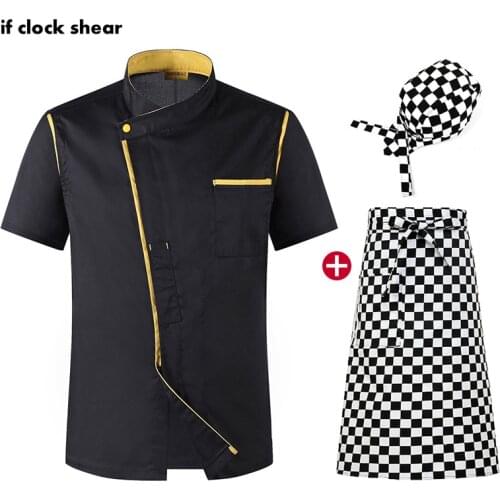 High Quality Food Service kitchen Short Sleeve Work clothes Breathable Thin chef Jacket Unisex Chef Restaurant uniform chef coat