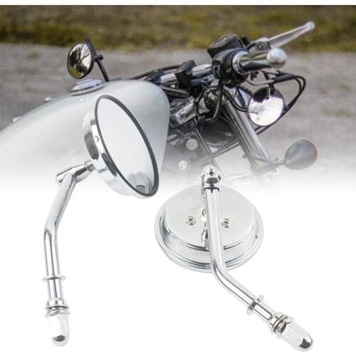 8mm Round Motorcycle Rear View Mirrors Black/Silver Retro Cafe Racer Side Mirror For triumph bonneville for harley 883 touring
