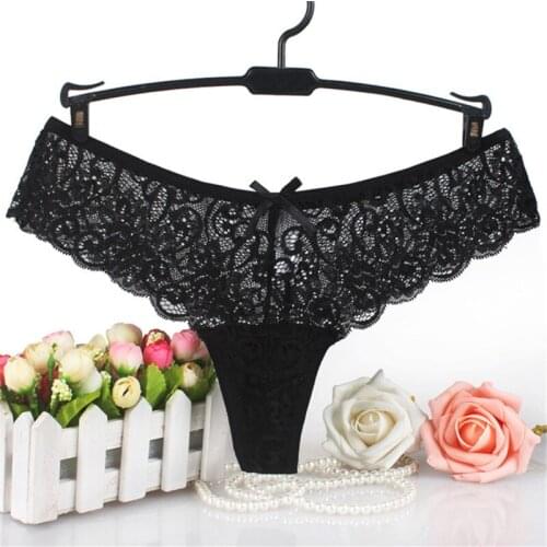 Womens sexy lace thong pants breathable briefs comfortable and breathable underwear lace hem bow underwear t-pants A19225