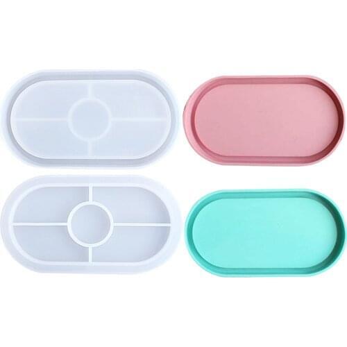 1pcs DIY crystal silicome mold oval flower tray base tea coaster mold silicone
