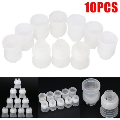 10pcs Fondant Cake Nozzles Adaptor DIY Coupler Icing Piping Pastry Bag Set Usable Kitchen Bakeware Decor Tool