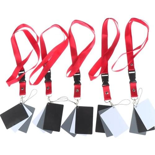 3 In 1 Balance Cards Digital Grey Card With Neck Strap For DSLR Camera White Balance 8.5 X 5.5cm White Black Gray Color