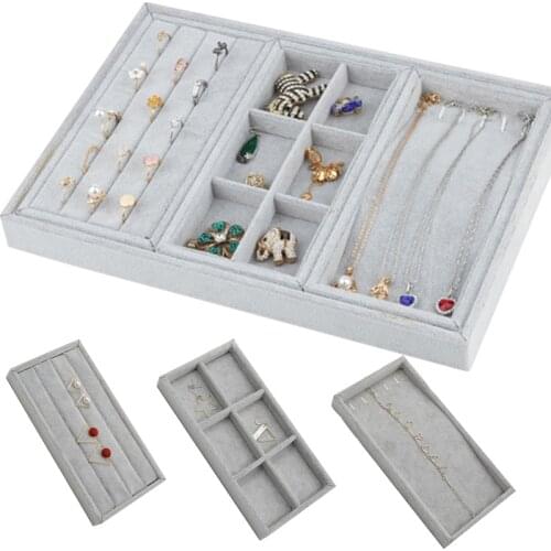 New Style 3 Add 1 Velvet Jewelry Trays Bracelets Rings Earring Box Case Jewelry Storage Organizer Jewelry Gift Box Holder