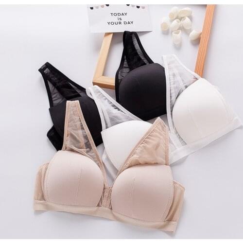 Birdsky, 1PC Summer women silk tulle bra small breast bras thin triangle cup rimless seamless mulberry pure silk 3 colors. OR-82