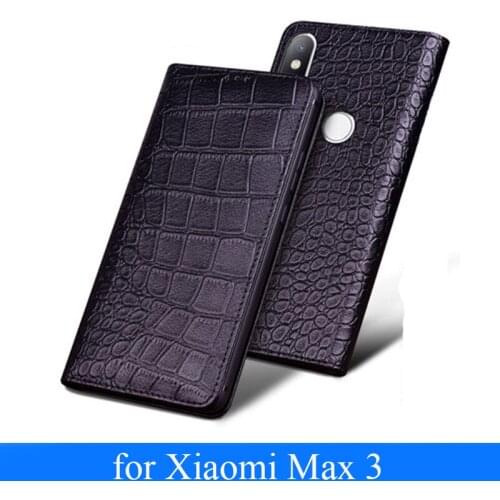 Genuine Leather Phone Cases For Xiaomi MAX 3 Case Cover With Magnetic Crocodile Pattern Bag For Xiaomi Max3 Case Capa Coque