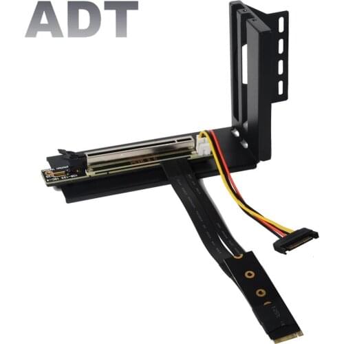Riser Black PCI-E x16 Graphics Card Vertical Bracket GPU Holder PCI-E 3.0 16x to M.2 NVMe M-Key SSD Adapter Extension Cable