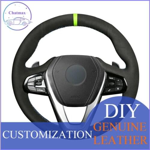 For BMW G30 530i 540i 520d 530e 2016-18 Custom Made Anti Slip Black Suede DIY Car Steering Wheel Cover Anti-slip fit all season