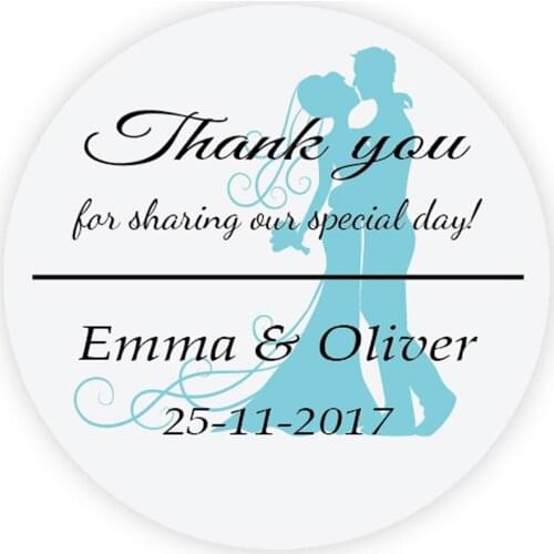 DouxArt 100 Pieces Custom Personalized, Wedding Stickers - Thank you for sharing, 40mm Colorful Wedding Party Invite Labels P082