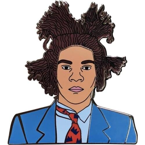 Basquiatt Enamel Pin graffiti artist Brooch Painting Painter Badge Poet Musician Pins Accessory