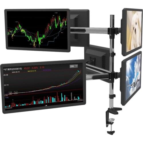 15"-27" Full Motion Rotating 6 Screen LCD TV Mount Flexible Monitor Holder Desktop Clamping Mount Bracket