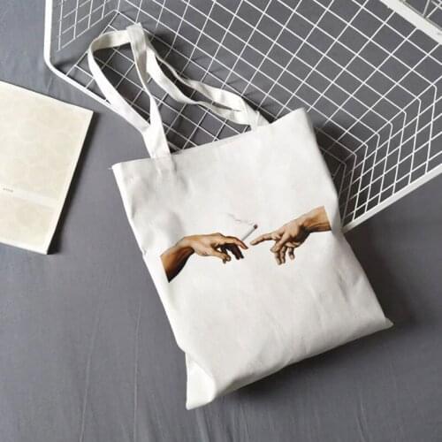 Harajuku Shoulder Canvas Bag Ladies Bag Summer Novelty Funny Print Street Handbag Fashion Casual Messenger Bag Shopper Bag