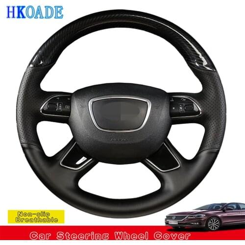 DIY Black Carbon fiber Car Accessories Steering Wheel Cover For Audi A3 A4 2013-2018 A6 2005-2018 Q3 2012-2018 Q5 Q7 2013-2018