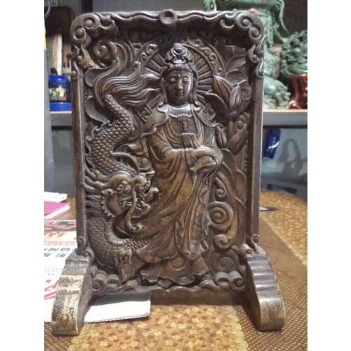 China dargon guanyin buddha statue screen partition Tabletop decoration Natural stone crafts home decoration