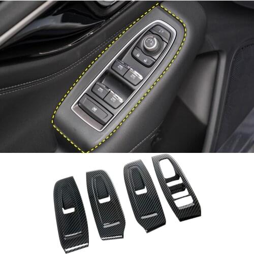 ABS Carbon Fiber Car Window Lifter Button Switch Cover Trim Styling Interior Accessories for Subaru Outback 2021 2022