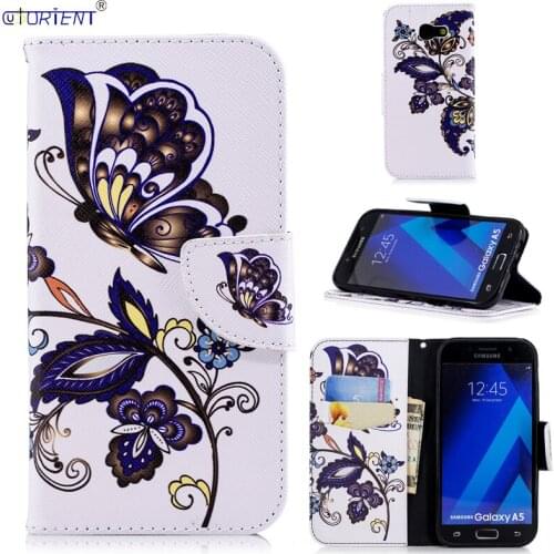 Leather Cover For Samsung Galaxy A5 2017 A57 Cute Cartoon Flip Wallet Case SM A520F A520F/DS A520S A520X A520W Card Slot Bag