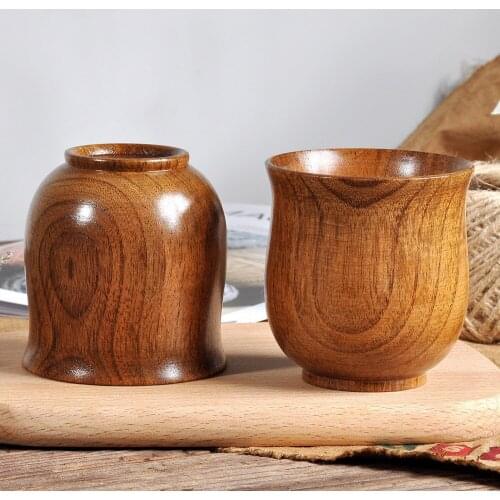 Wooden Mug Cup 75ml Log Color Handmade Natural Wood Coffee Tea Beer Juice Milk Mug Catering Supplies Household Tea Drinking New