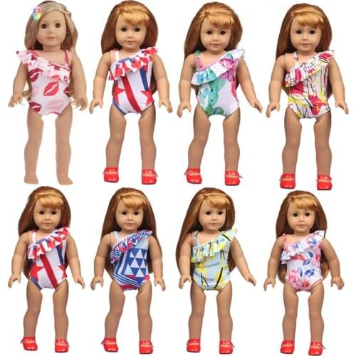 Summer Fashion Bikini Hairpin Swimsuit Clothes For 18 inch American Doll 43cm New Baby Doll Reborn Dresses Dolls Accessories