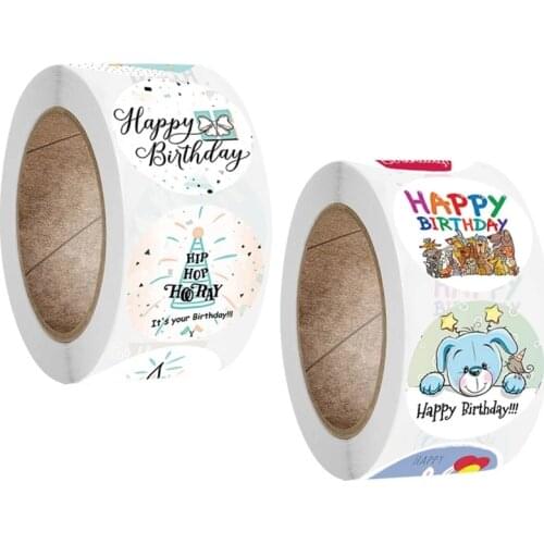 Cute Happy Birthday Stickers 100-500pcs Birthday Gift Decoration Tag Sealing Label Kids Toys Gift Package Scrapbooking Stickers