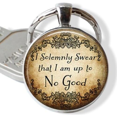 Fashion Vintage no good Scripture Art Photo Glass Cabochon Pendant Keychain Key Ring Bag Car Key Chain Holder Keychains Charms
