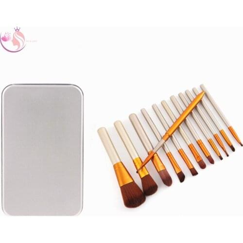 12pcs/lot Makeup Brushes Set Tin box packaging Eye Shadow Foundation Powder Eyeliner Eyelash Lip Make Up Brush Soft Hair Beauty
