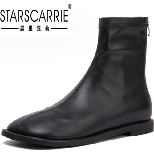 2020 new Korean version slim back zipper flat bottom apple head boots womens boots Knight boots trendy ugly cute boots