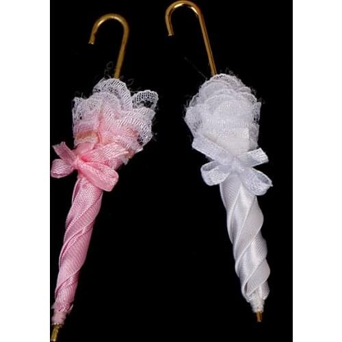 New Mini Doll House Accessories Pretty fine Gifts doll house Miniature Royal Lady Lace Umbrella Decoration 8.5cm long