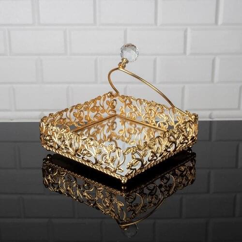 Napkin holder Serving Tray Luxury Service Plate Golden Silver Rectangle Square Turkish Arabic Home decor Oriental Eastern
