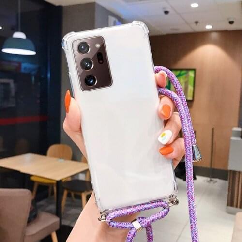 Luxury Lanyard Silicone Phone Case For Samsung Galaxy S21 S20 S10 S9 S8 Note 20 10 9 8 Lite Plus Ultra-thin Necklace Rope Cover