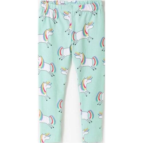 Jumping Meters Baby Girls Long Length Pants Kids Cotton Unicorn Print Clothes Trousers Kids Children Leggings Pants Girls Casual