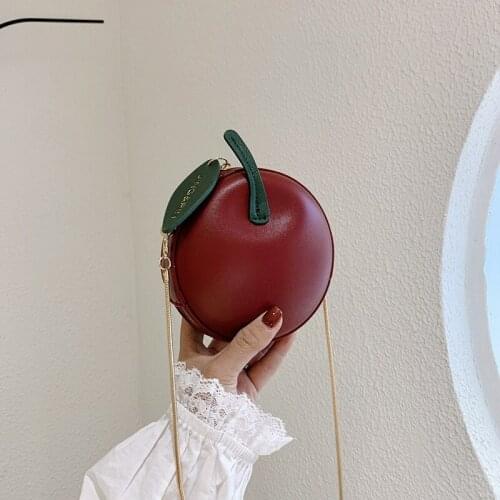 Mini Circular Chain Crossbody Bag For Women Fruit Shape Design Shoulder Bag Candy Color Girls Handbag PU Messenger Bag sac femme