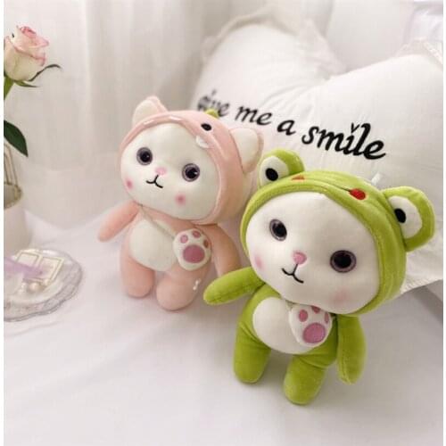 Transformed animal Cat Toys Stuffed Animals Soft Cat Plushie Cosplay Penguin Frog Elk Transform Toys for Kids Christmas gifts