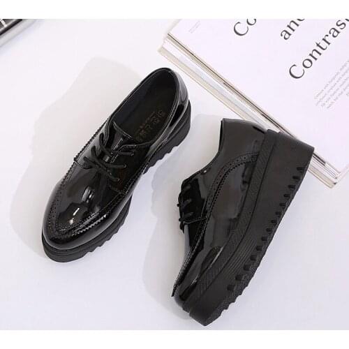 Waterproof Platform Black Single Shoes Female Thick Bottom zapatos mujer Womens Platform Shoes 2020 Fashion Round Head U18-55
