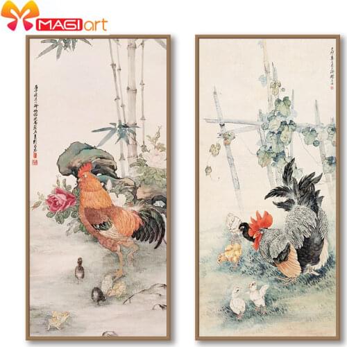 Cross stitch kits Embroidery needlework sets 11CT water soluble canvas patterns 14CT Animal Style cock-NCMA141