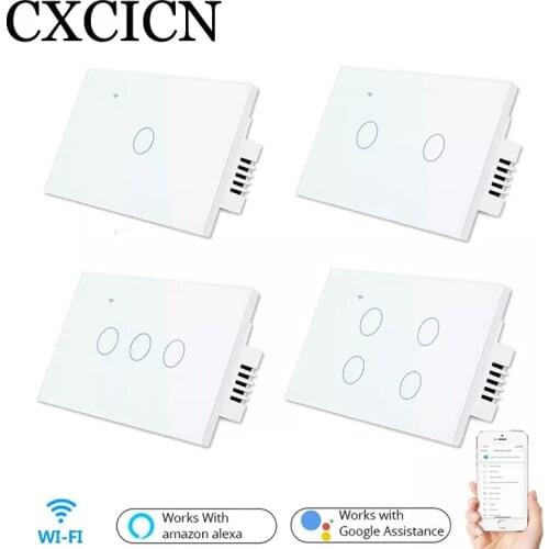 Wifi Smart Light Switch Touch Voice Control Wall Switches for Alexa and Google Home 1/2/3/4 Gang