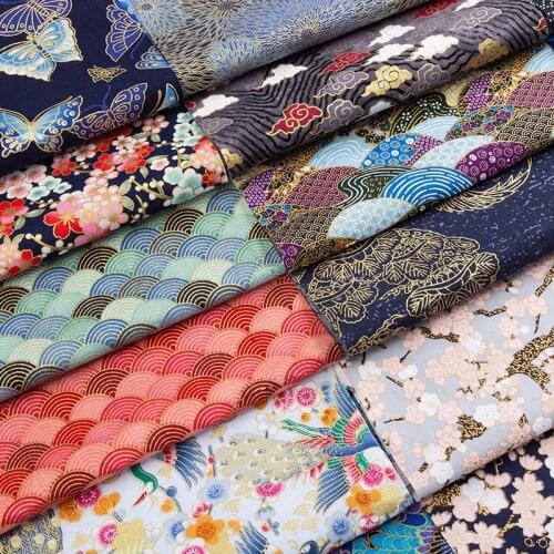 Sushi Japanese Bronzed Fabric By Cm Printed Cotton Cloth DIY Materials