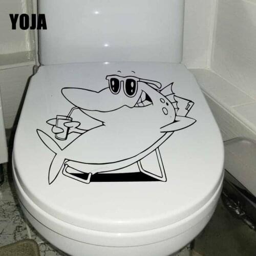 YOJA 24.7X17.6CM Wall Sticker Mural Room Design Art Shark Sea Fish Ocean Toilet Decal Home Decor T5-0449