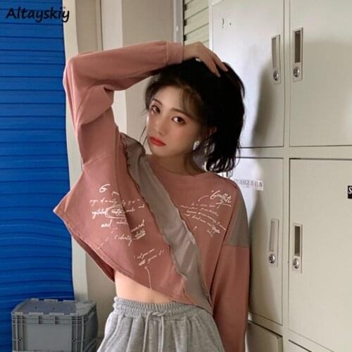 3 Colors T-shirts Women Letter Korean Style Chic Trendy Popular Leisure All-match Teenager College Students Female Crop Top Ins