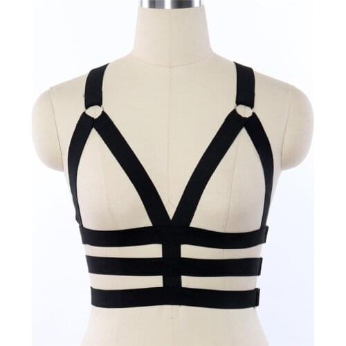 Women Sexy Body Bondage Harness Belt Black Elastic Harness Lingerie Erotic Body Cage Bra Sexy Cupless Bra Open Chest Harness