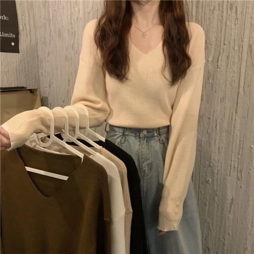 Loose Sweater Womens Autumn Winter 2020V Collar Sweater Pullover Top Woman Sweaters Femme Chandails Pull Hiver
