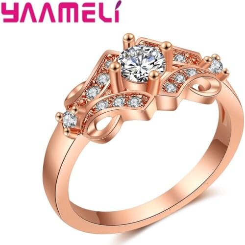 Beauty Girl Chic Design Charming Rose Gold Ring Jewelry For Ladies Attending Cocktail Party Dress Accessories