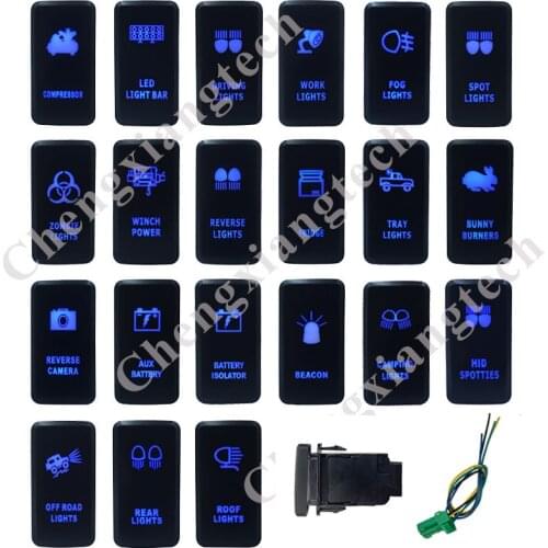Blue Led Light Car Push Button Switch For Toyota Prado Landcruiser Hilux FJ Cruiser Replacement + Jumper Wires Set