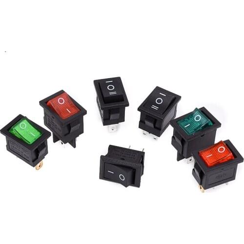 10PCS KCD1 2PIin 3Pin Boat Car Rocker Switch 6A/10A 250V/125V AC Red Yellow Green Blue black Button Best Price KCD1