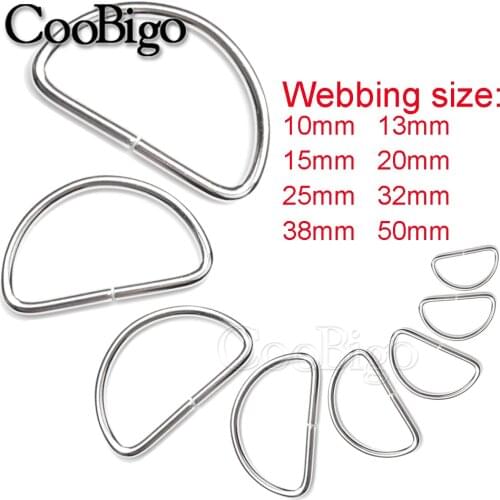 10pcs Metal D Ring Dee Loop Buckle Clasp for Webbing Backpack Strap Chain Bags Hardware Cat Dog Collar DIY Accessories